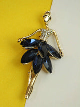 Gold & Blue Ballerina Brooch - TOSSIDO