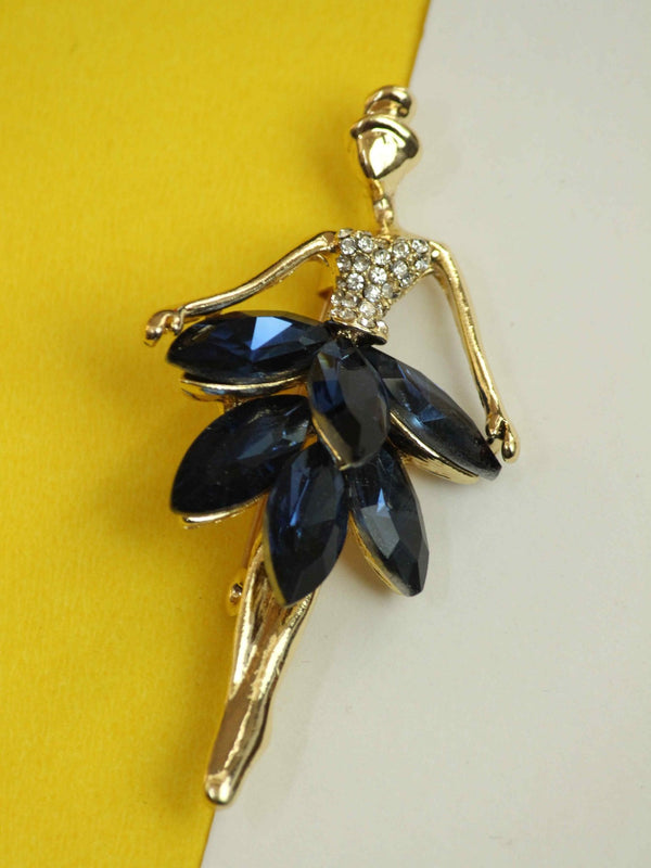 Gold & Blue Ballerina Brooch - TOSSIDO