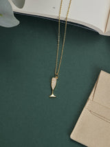 Gold Champagne Glass Pendant Necklace - TOSSIDO
