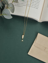 Gold Champagne Glass Pendant Necklace - TOSSIDO