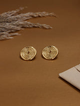 Gold Coiled Spiral Disc Stud Earrings - TOSSIDO