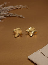 Gold Crackle Square Stud Earrings - TOSSIDO