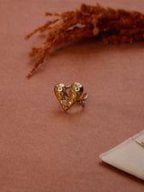 Gold Dimpled Heart Adjustable Ring