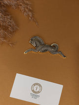 Gold Dotted Leaping Horse Brooch - TOSSIDO
