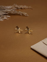 Gold Fine Wing Dragonfly Stud Earrings - TOSSIDO