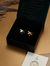 Gold Fine Wing Dragonfly Stud Earrings - TOSSIDO