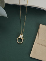 Gold Four Leaf Clover Charm Lock Pendant Necklace - TOSSIDO