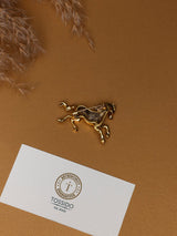 Gold Galloping Horse Brooch