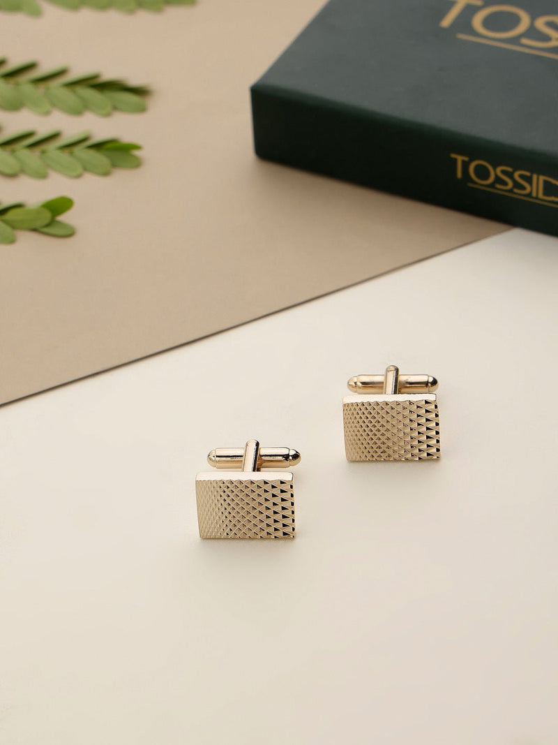 Gold Geometric Cufflinks - TOSSIDO