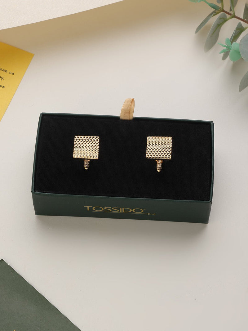 Gold Geometric Cufflinks - TOSSIDO