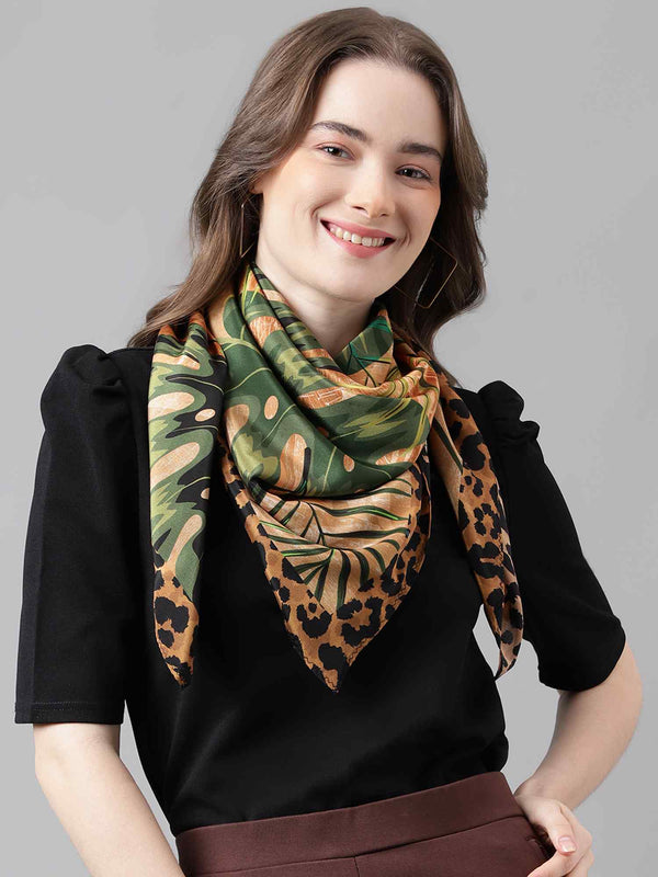 Gold & Green Floral Scarf & Scarf Bag Set - TOSSIDO