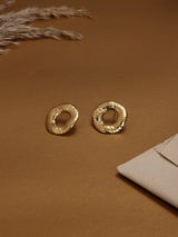 Gold Hammered Circle Stud Earrings - TOSSIDO