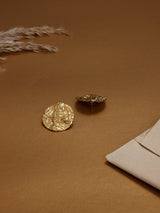 Gold Hammered Disc Stud Earrings - TOSSIDO