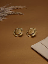 Gold Hammered Dome Stud Earrings - TOSSIDO