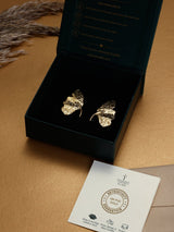 Gold Hammered Ginkgo Leaf Earrings - TOSSIDO