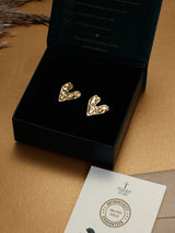 Gold Hammered Heart Stud Earrings - TOSSIDO