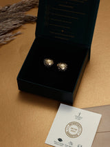 Gold Hammered Puff Heart Stud Earrings - TOSSIDO