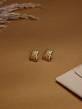 Gold Hammered Rectangle Stud Earrings - TOSSIDO
