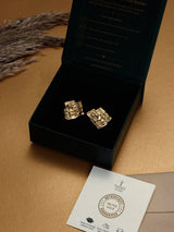 Gold Hammered Square Stud Earrings - TOSSIDO
