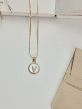Gold Initial V Pendant Necklace - TOSSIDO