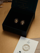 Gold Lattice Oval Stud Earrings - TOSSIDO