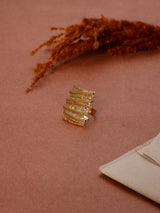 Gold Layered Wave Shield Adjustable Ring - TOSSIDO