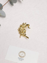 Gold Leaf Spray Ribbon Brooch - TOSSIDO