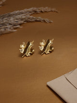 Gold Maple Leaf Stud Earrings - TOSSIDO