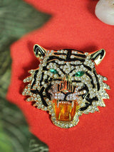 Gold Metal Tiger Brooch - TOSSIDO