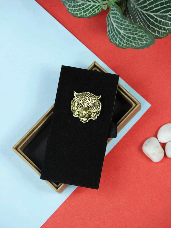 Gold Metal Tiger Brooch - TOSSIDO