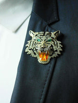 Gold Metal Tiger Brooch - TOSSIDO