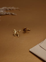 Gold Molten Bow Stud Earrings - TOSSIDO