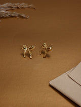 Gold Molten Bow Stud Earrings - TOSSIDO