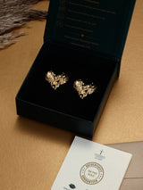 Gold Molten Heart Stud Earrings - TOSSIDO