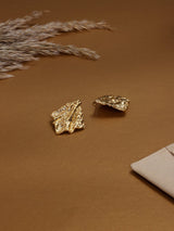 Gold Molten Square Stud Earrings - TOSSIDO