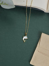 Gold Mother of Pearl Dolphin Pendant Necklace - TOSSIDO