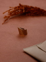 Gold Multi-line Band Adjustable Ring - TOSSIDO