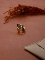 Gold Multi-line Band Adjustable Ring - TOSSIDO