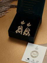 Gold Olive Branch Drop Earrings - TOSSIDO