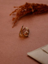 Gold Openwork Spiral Adjustable Ring - TOSSIDO