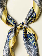 Gold Paisley Printed Satin Neckerchief - TOSSIDO