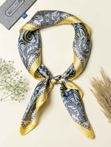 Gold Paisley Printed Satin Neckerchief - TOSSIDO