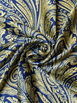 Gold Paisley Printed Satin Neckerchief - TOSSIDO