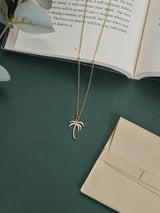 Gold Palm Tree Pendant Necklace - TOSSIDO