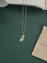 Gold Pink Eyed Cat Pendant Necklace - TOSSIDO