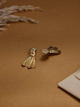 Gold Pleated Ribbon Drop Earrings - TOSSIDO