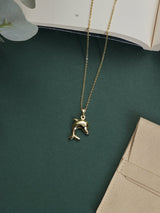 Gold Polished Dolphin Pendant Necklace - TOSSIDO