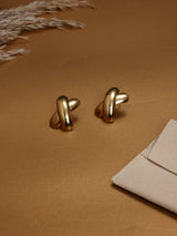 Gold Puffy X Stud Earrings - TOSSIDO
