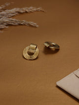 Gold Ribbed Door Knocker Earrings - TOSSIDO
