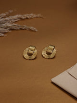 Gold Ribbed Door Knocker Earrings - TOSSIDO